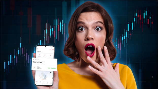 Frau mit Handy überrascht